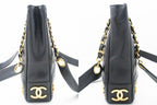Black Leather Chanel Shoulder Bag