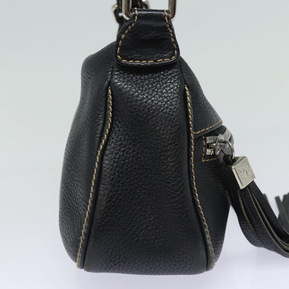Black Leather Chanel Shoulder Bag