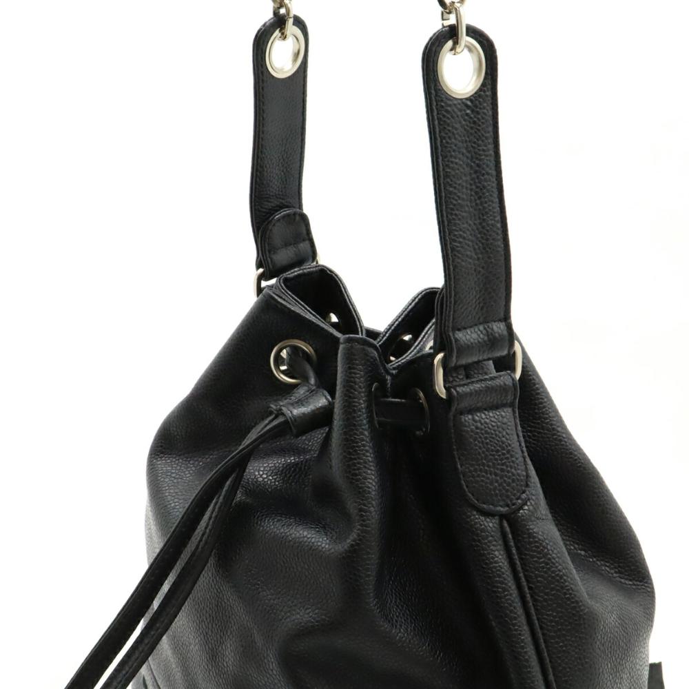 Black Leather Chanel Shoulder Bag