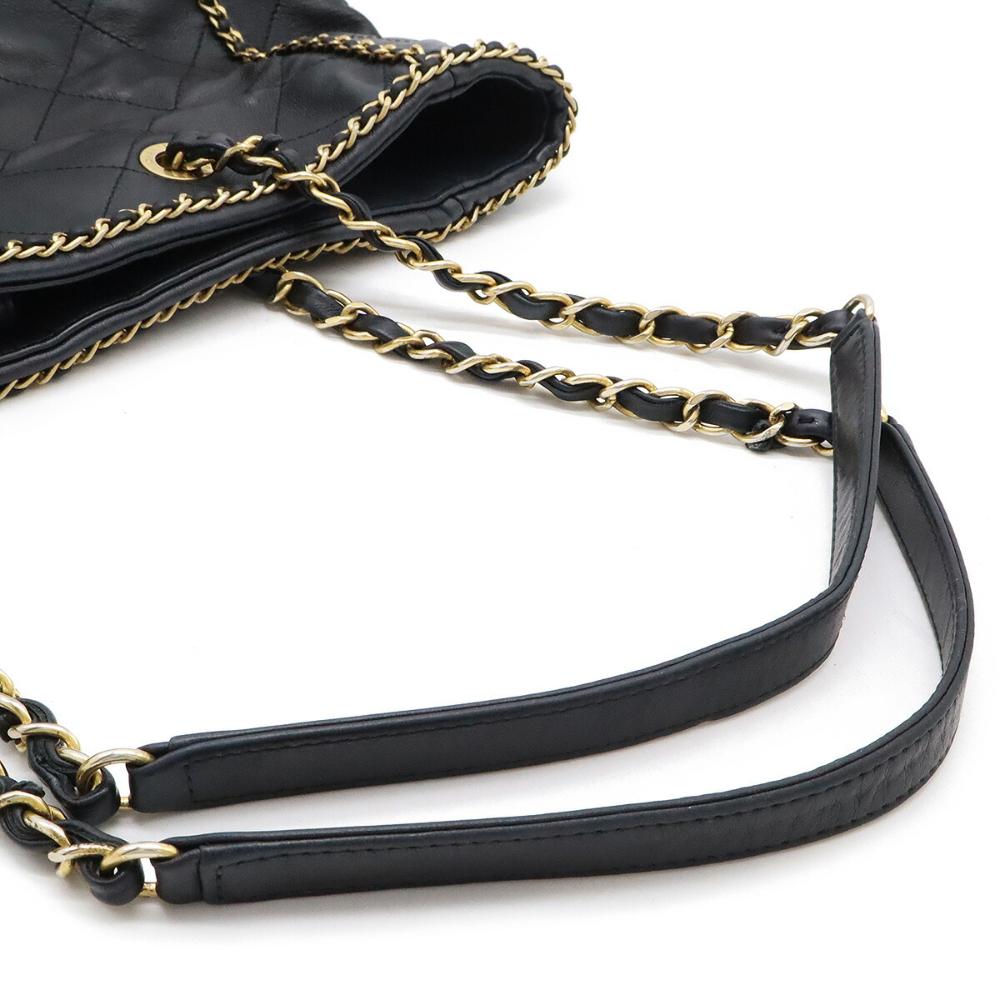 Black Leather Chanel Shoulder Bag