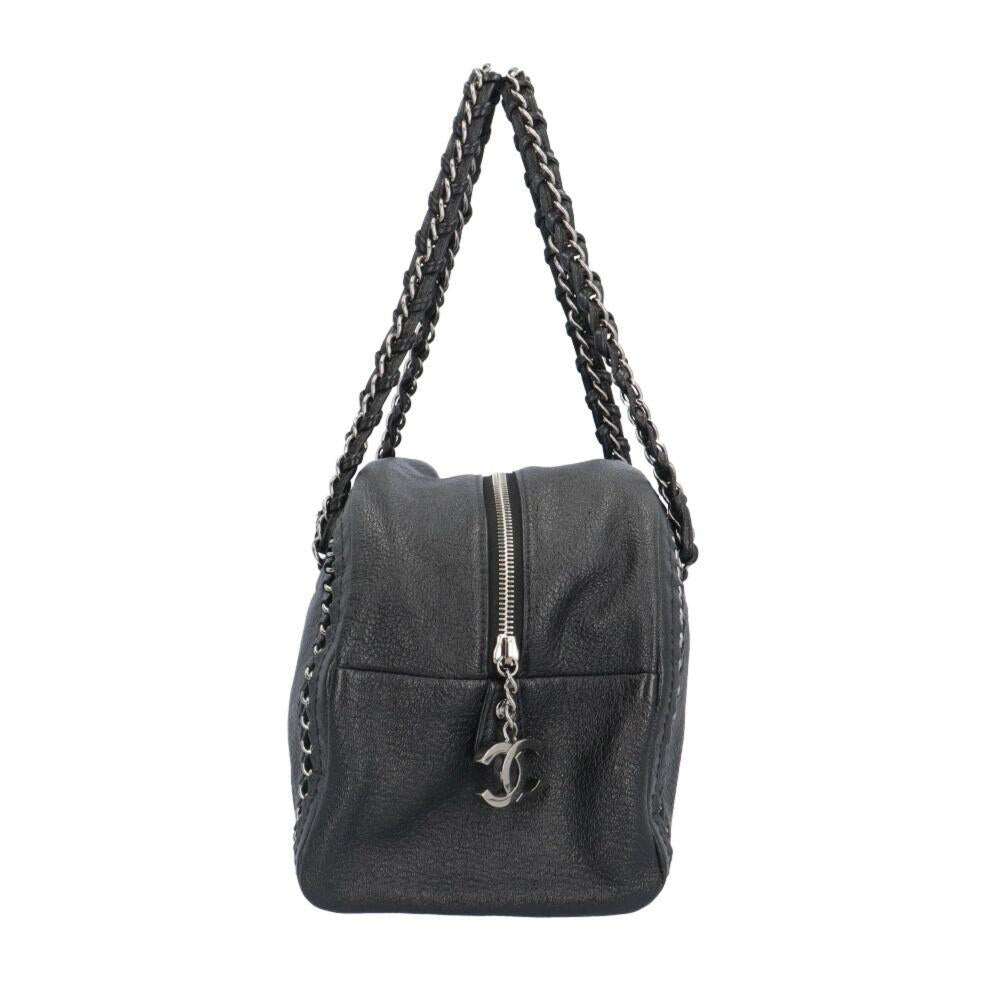 Black Leather Chanel Shoulder Bag