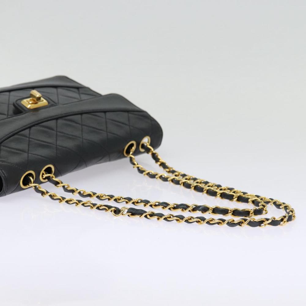 Black Leather Chanel Shoulder Bag