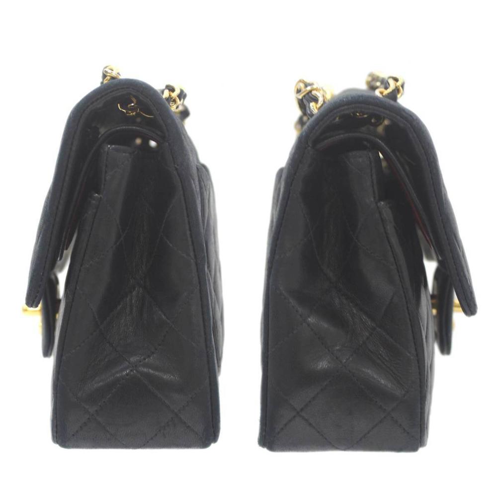 Black Leather Chanel Flap Bag