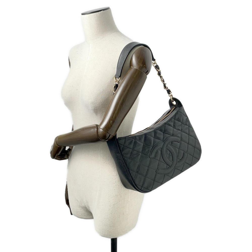 Black Leather Chanel Shoulder Bag