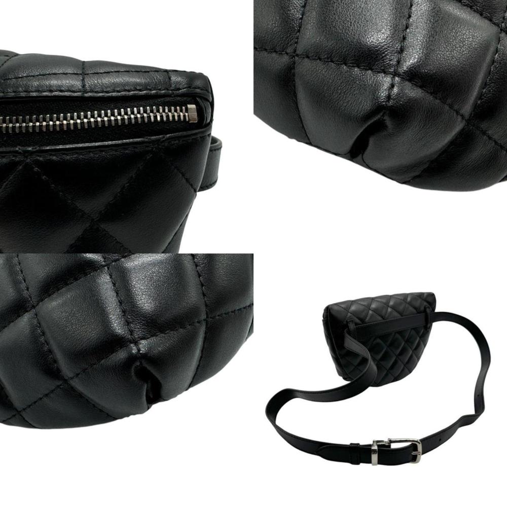Black Leather Chanel Belt Bag