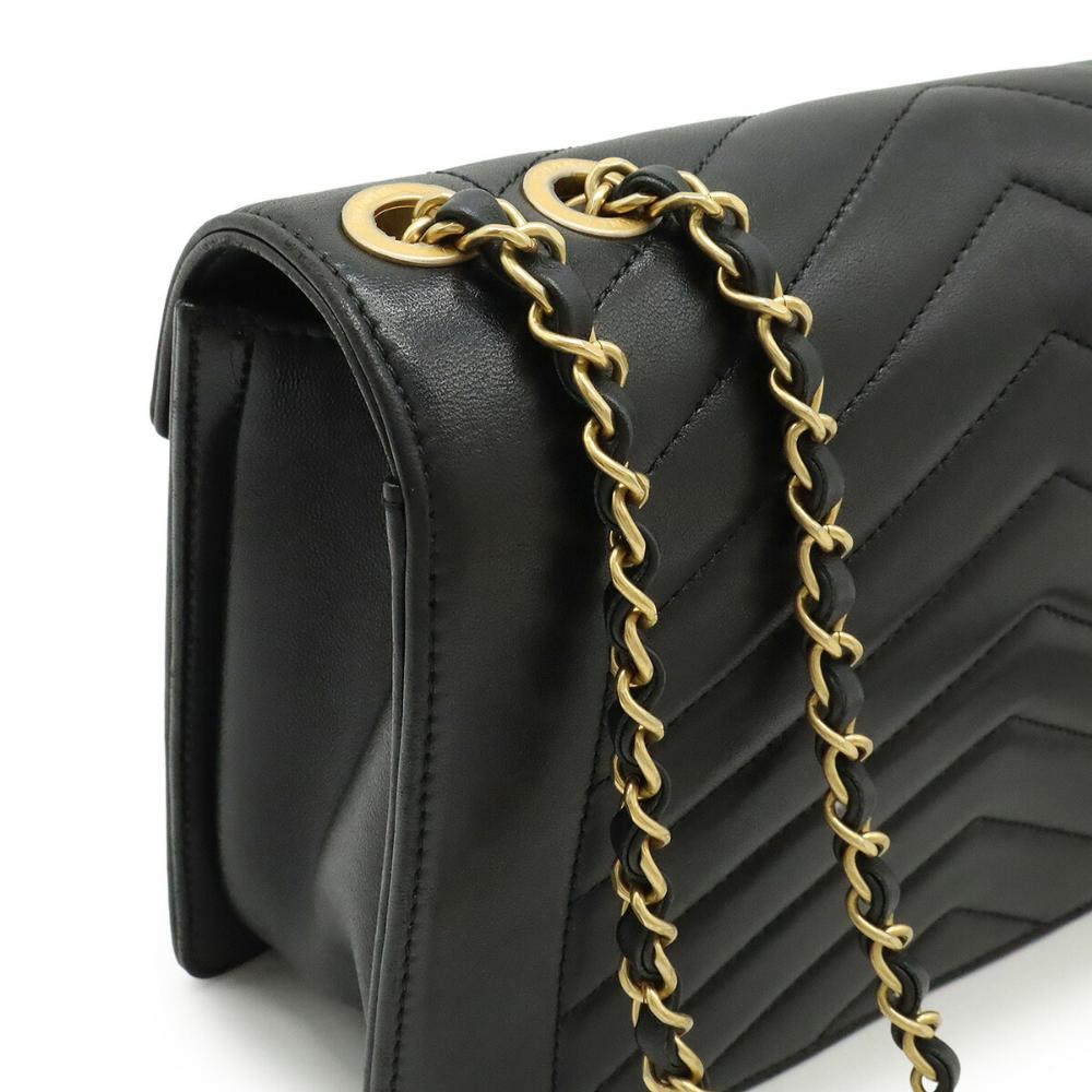 Black Leather Chanel Shoulder Bag