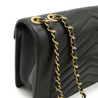 Black Leather Chanel Shoulder Bag