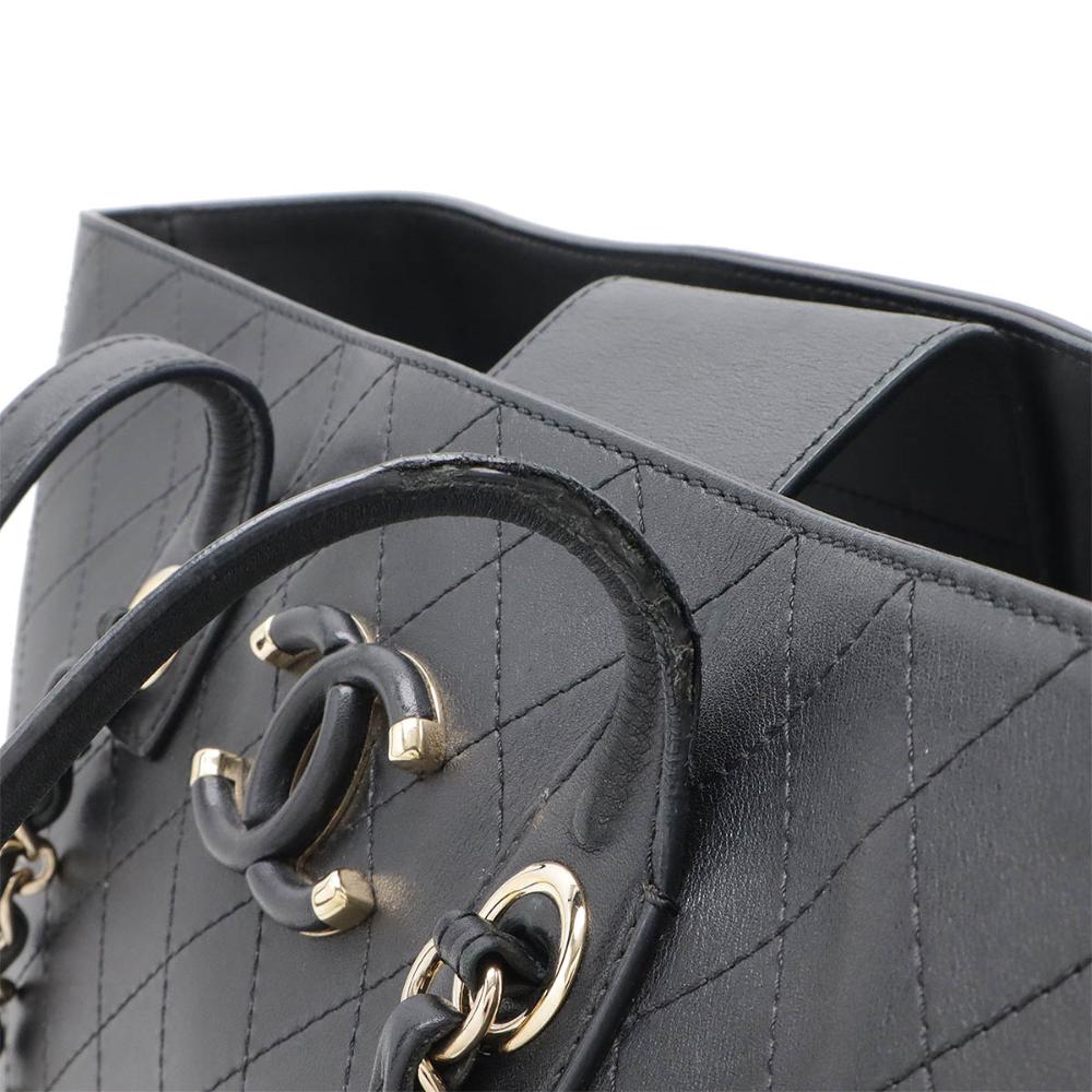 Black Leather Chanel Shoulder Bag