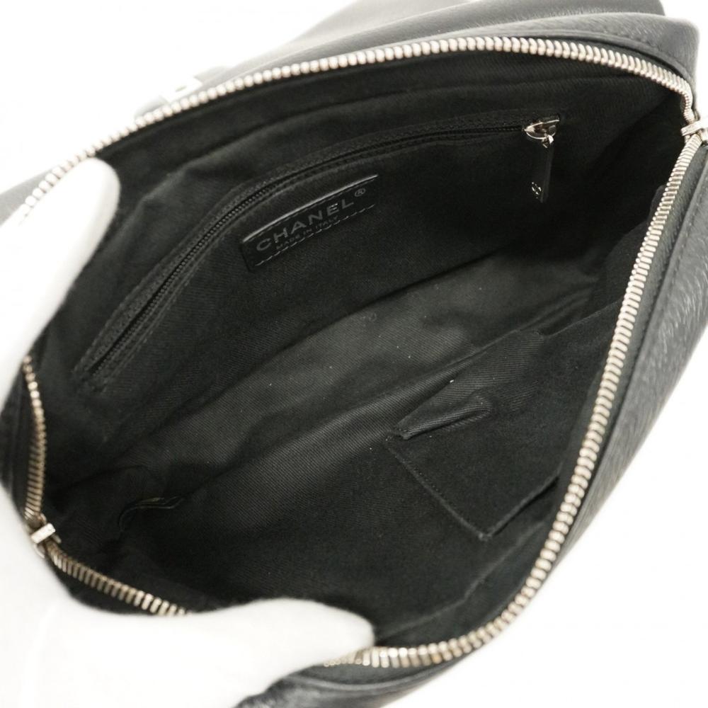 Black Leather Chanel Shoulder Bag