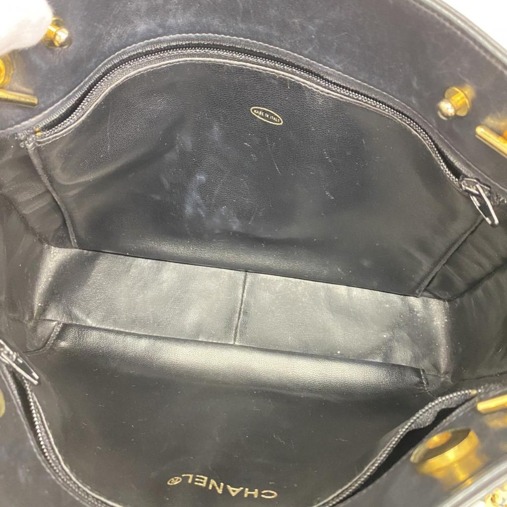 Black Leather Chanel Shoulder Bag