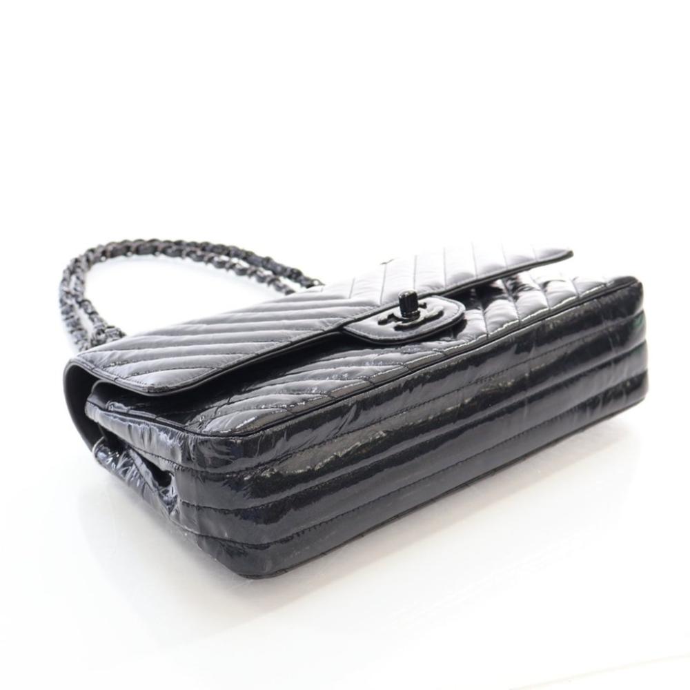 Black Leather Chanel Flap Bag