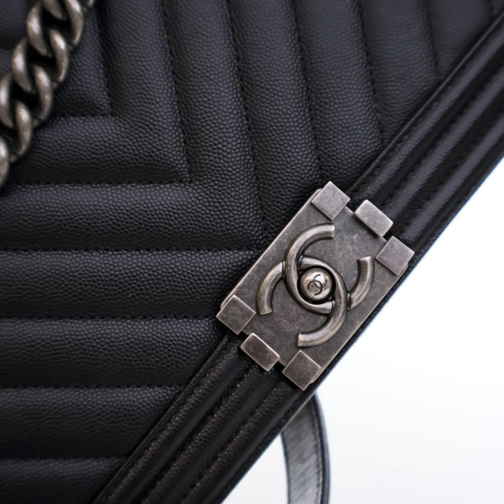 Black Leather Chanel Flap Bag