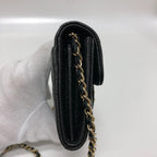 Black Leather Chanel Wallet On Chain