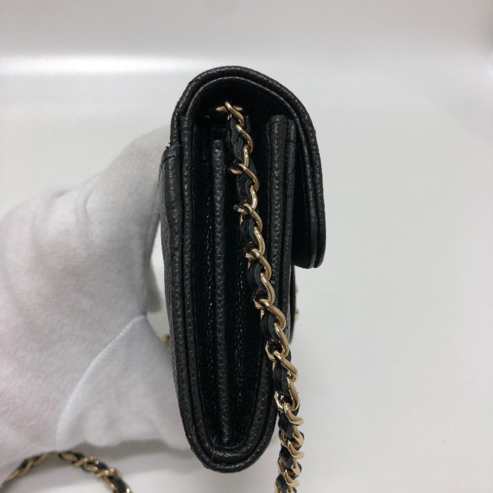 Black Leather Chanel Wallet On Chain