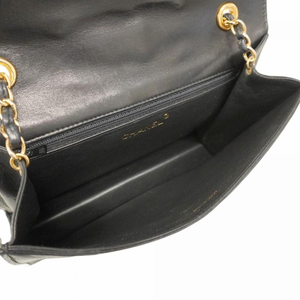 Black Leather Chanel Shoulder Bag