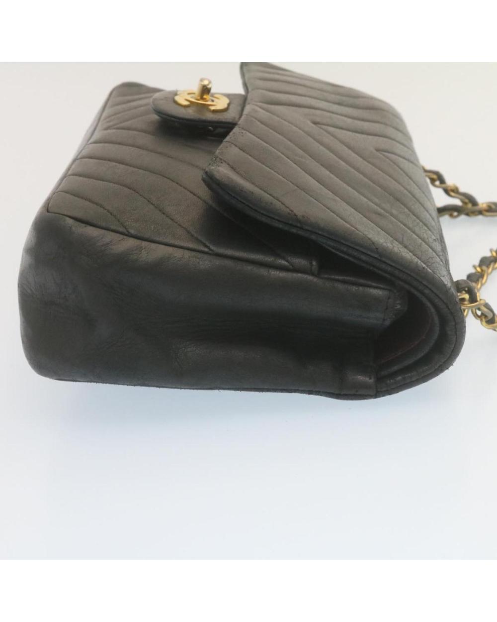 Black Leather Chanel Shoulder Bag