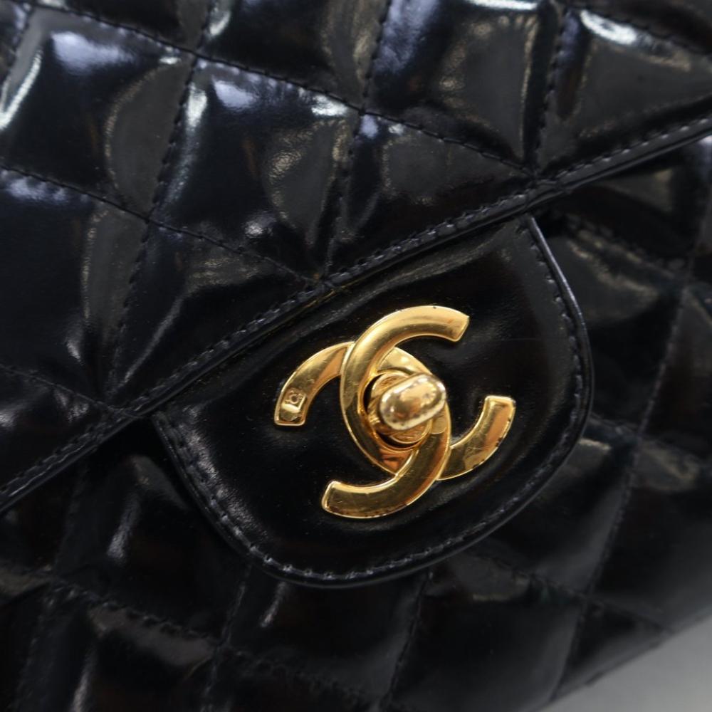 Black Leather Chanel Flap Bag