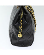 Black Leather Chanel Shoulder Bag