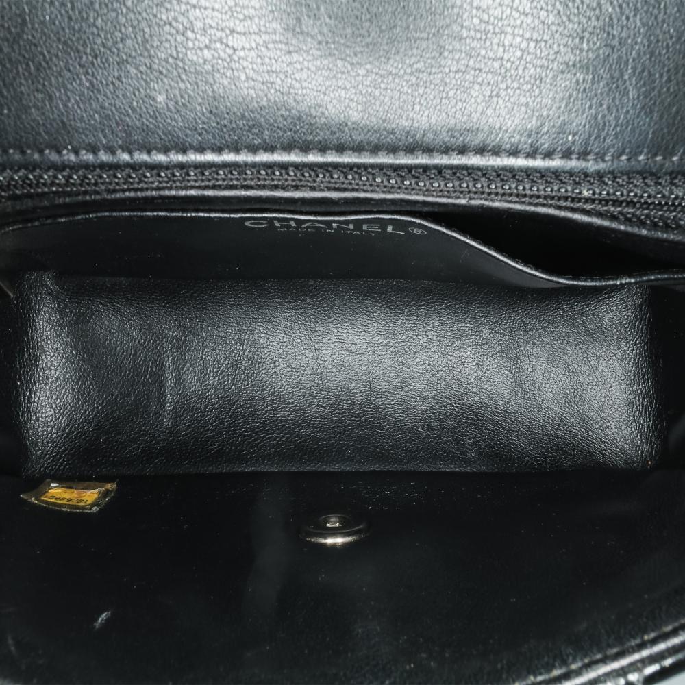 Black Leather Chanel Flap Bag