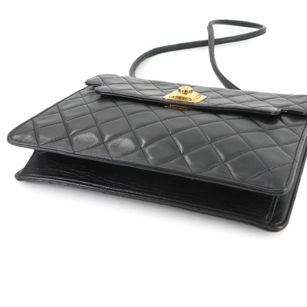 Black Leather Chanel Shoulder Bag