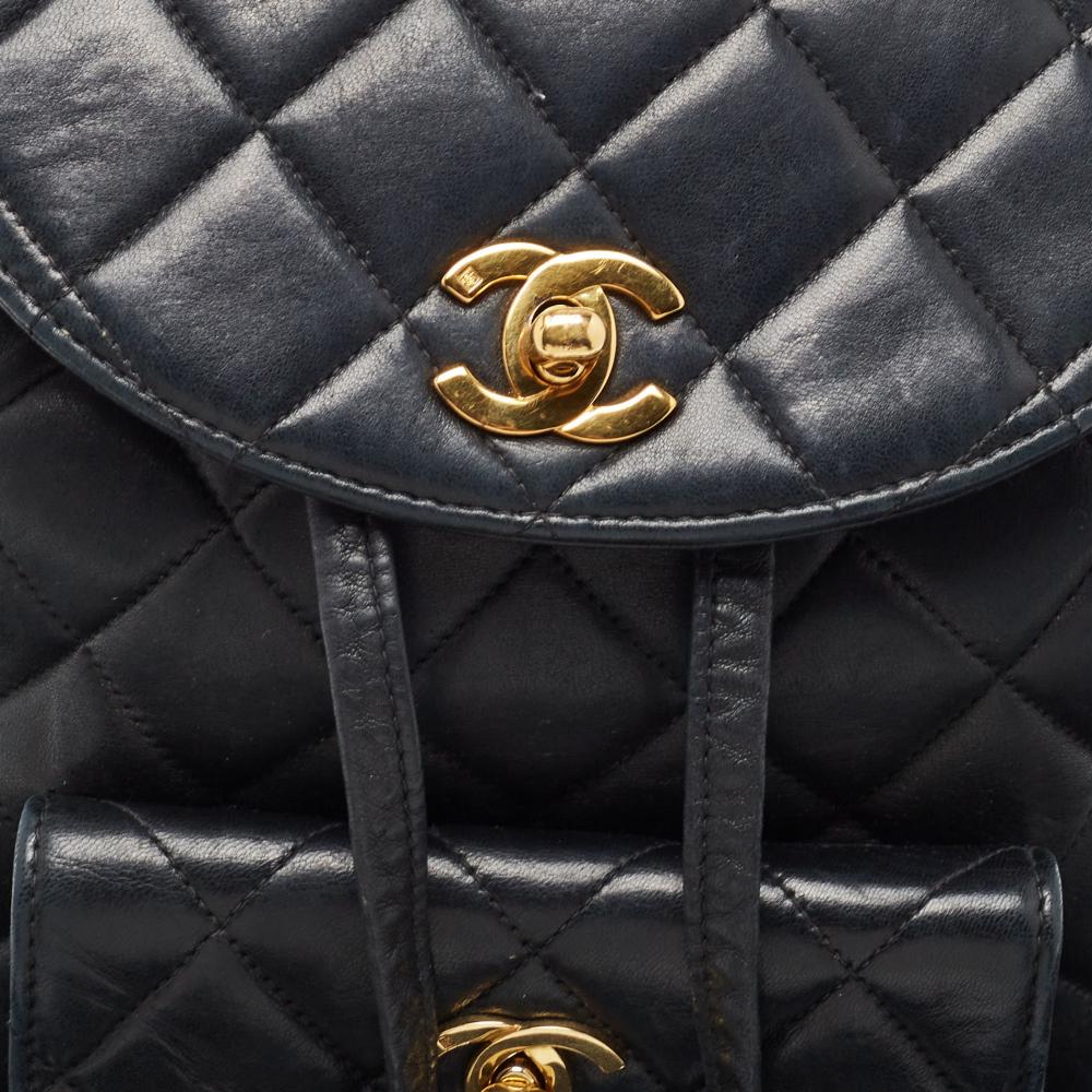 Black Leather Chanel Backpack