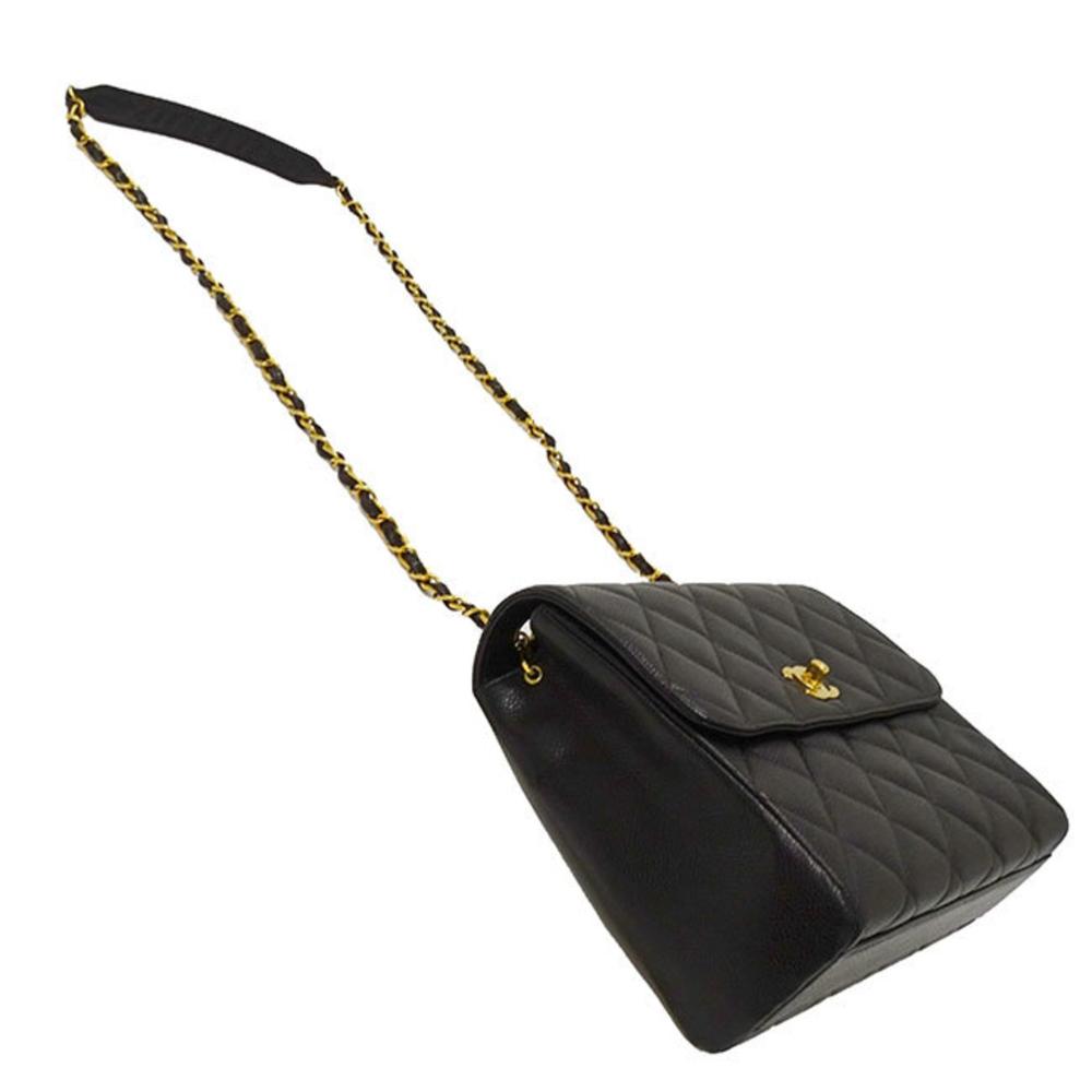 Black Leather Chanel Shoulder Bag