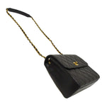 Black Leather Chanel Shoulder Bag
