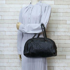Black Leather Chanel Shoulder Bag