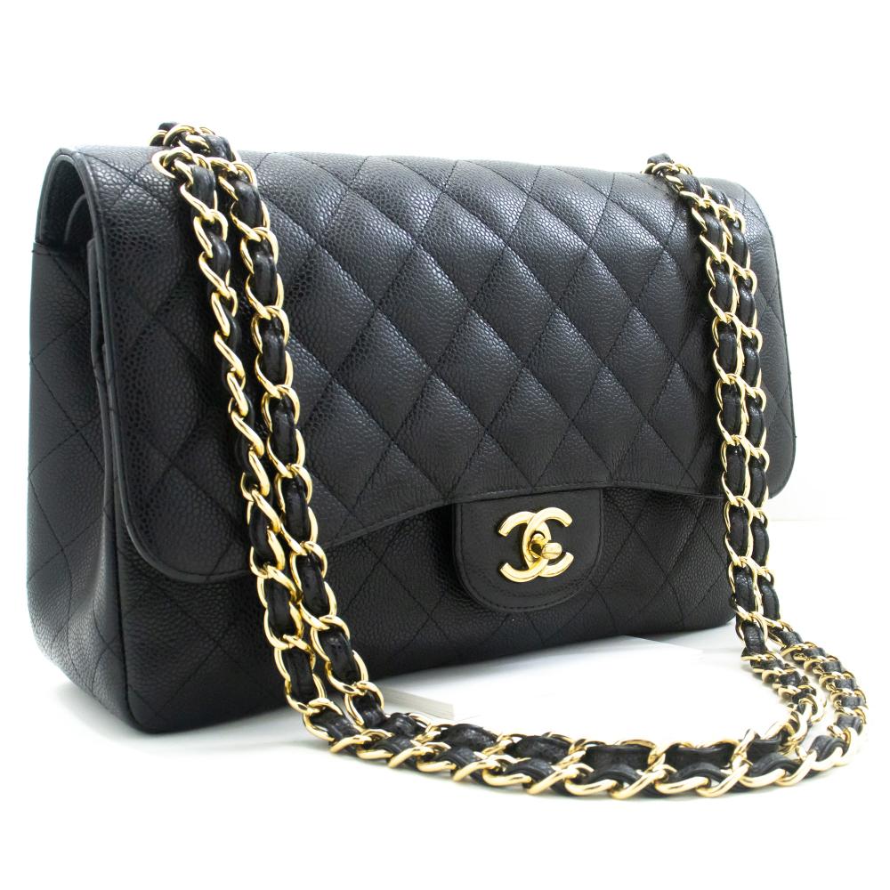 Black Leather Chanel Shoulder Bag