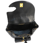 Black Leather Chanel Backpack