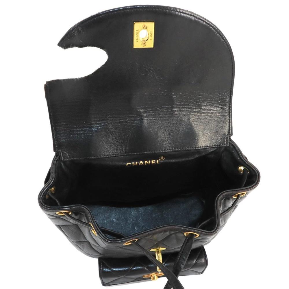 Black Leather Chanel Backpack