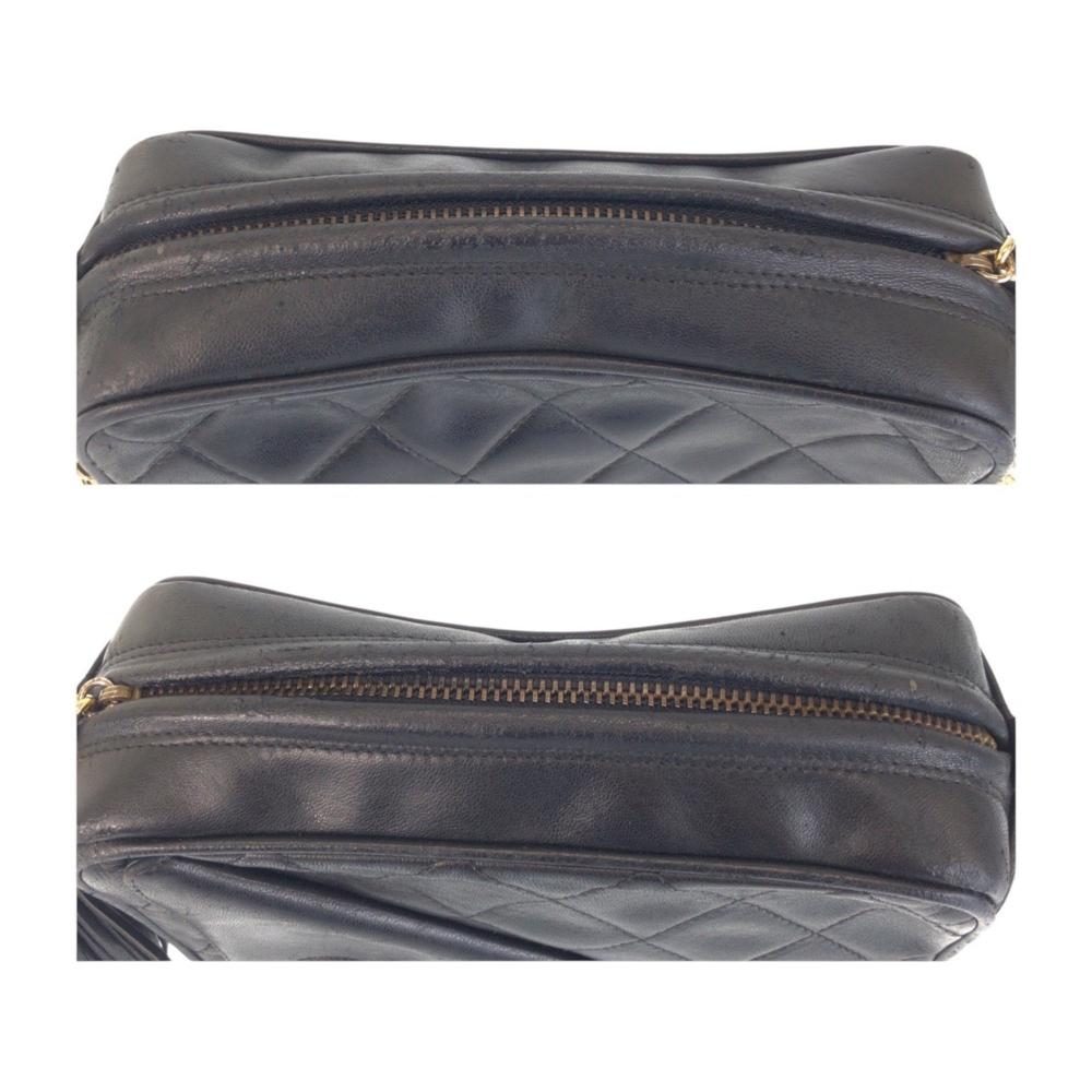 Black Leather Chanel Shoulder Bag