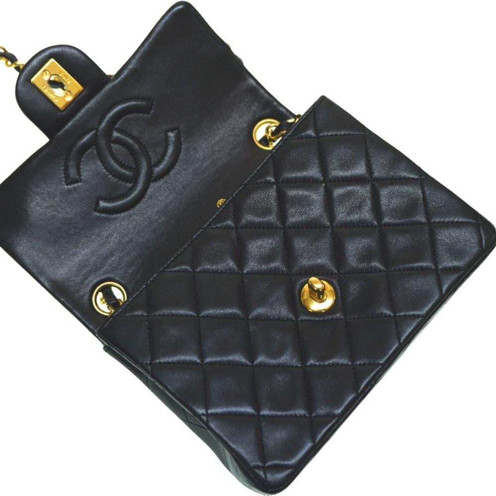 Black Leather Chanel Shoulder Bag
