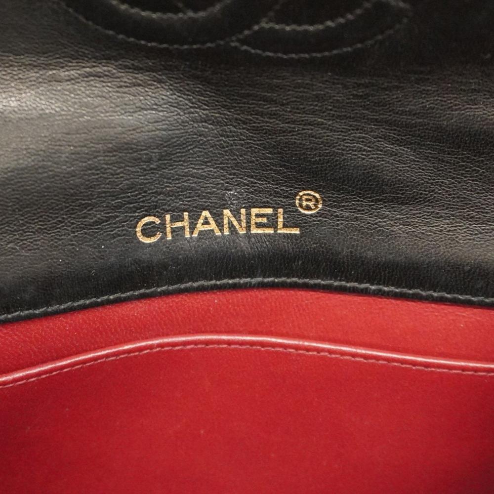 Black Leather Chanel Shoulder Bag