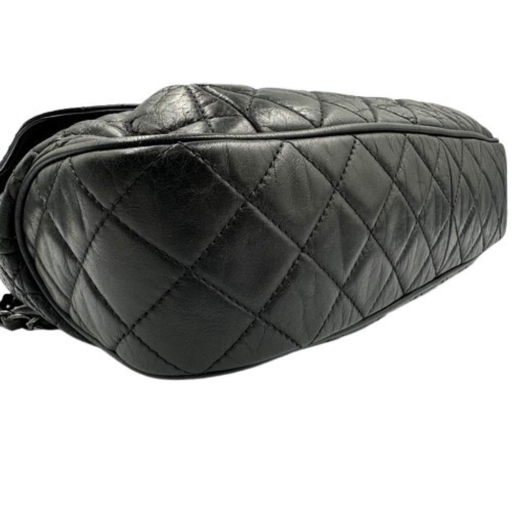 Black Leather Chanel Shoulder Bag