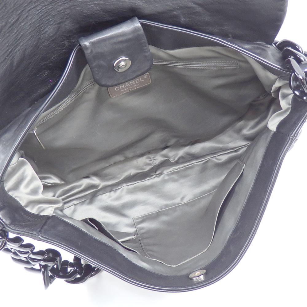 Black Leather Chanel Shoulder Bag