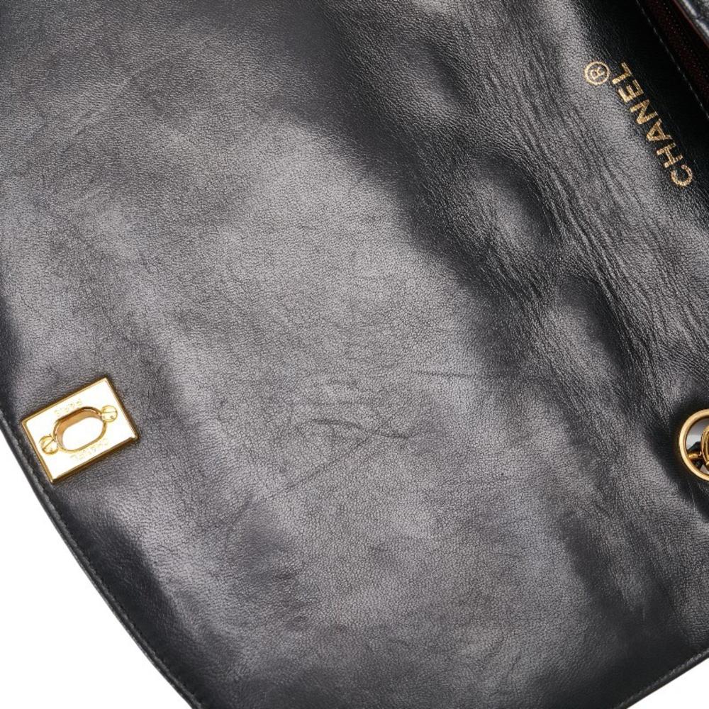 Black Leather Chanel Shoulder Bag