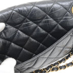 Black Leather Chanel Shoulder Bag