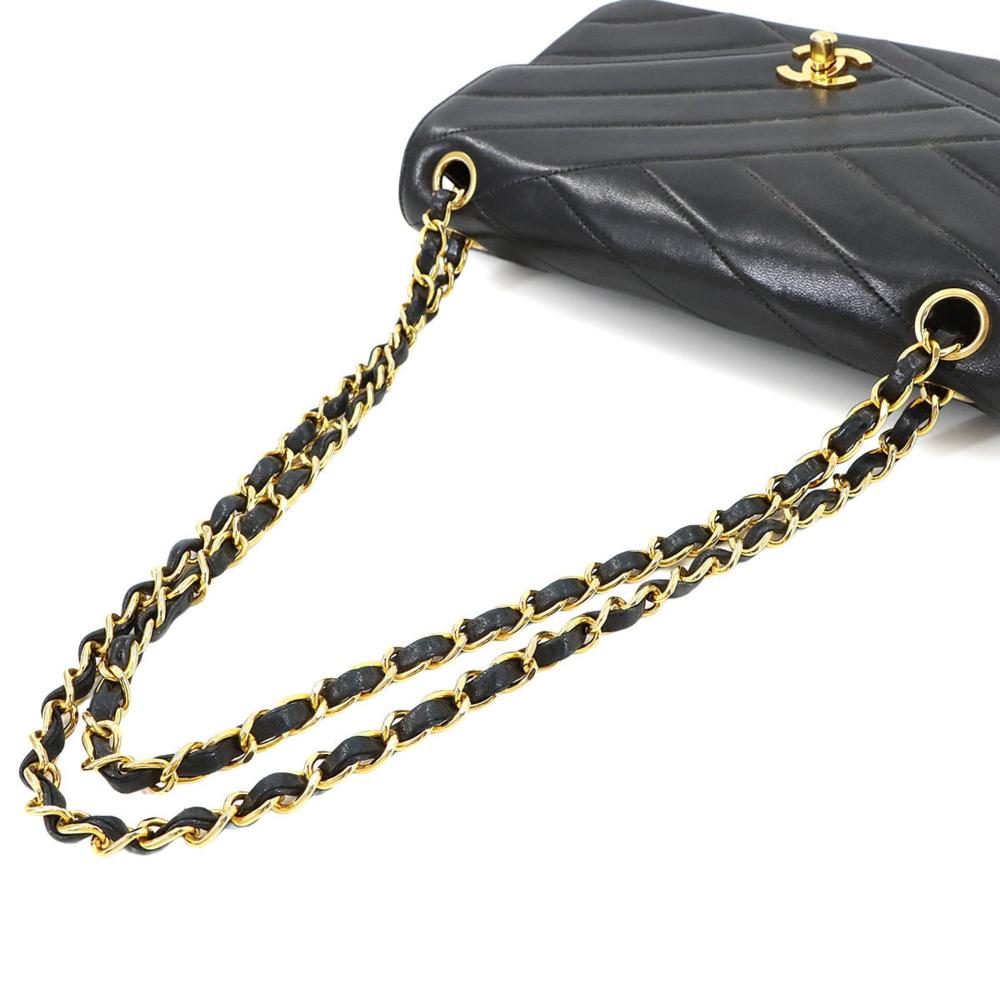 Black Leather Chanel Shoulder Bag