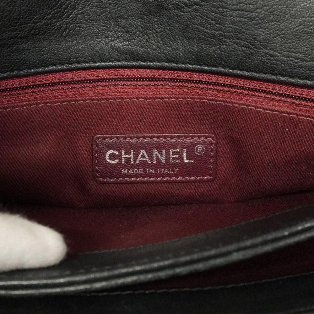 Black Leather Chanel Shoulder Bag