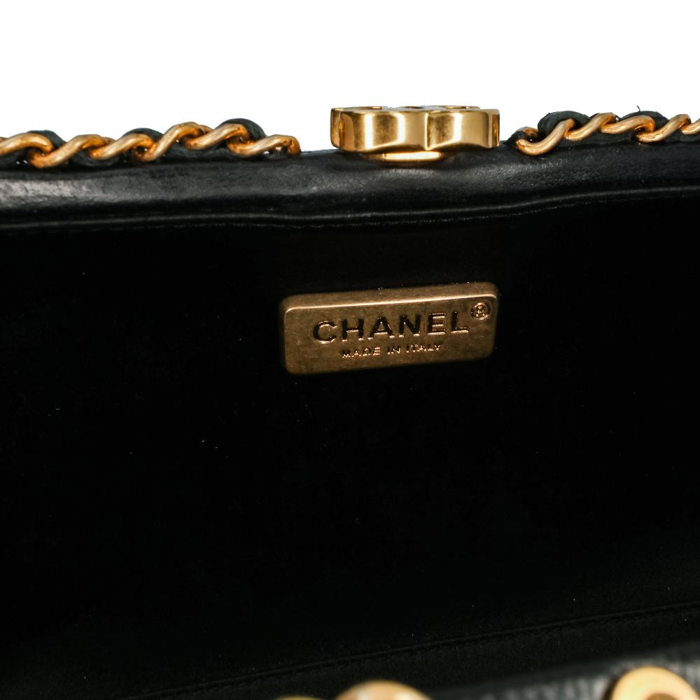 Black Leather Chanel Crossbody Bag