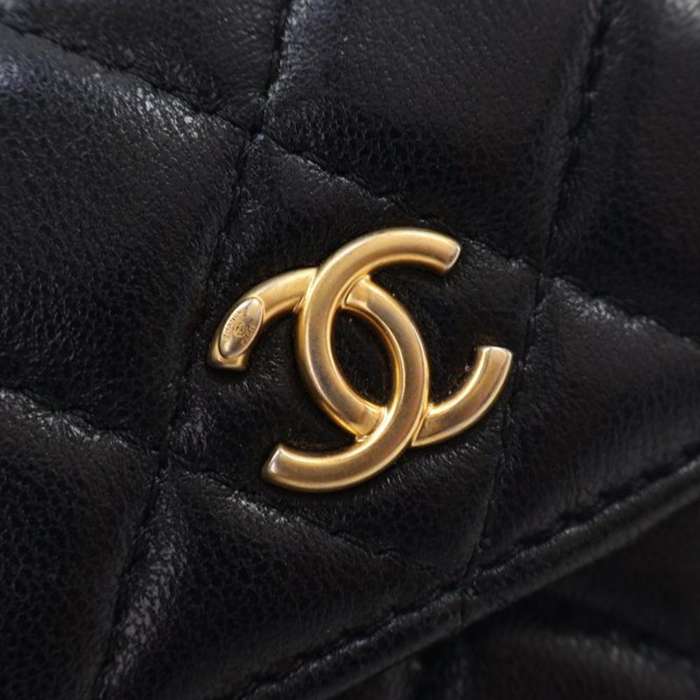 Black Leather Chanel Flap Bag
