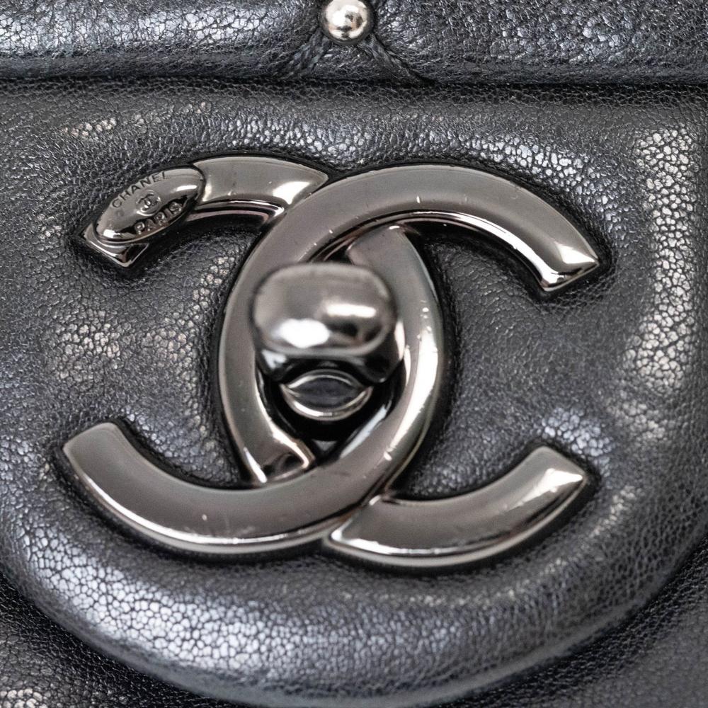 Black Leather Chanel Shoulder Bag