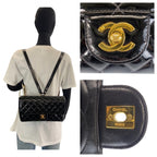 Black Leather Chanel Backpack