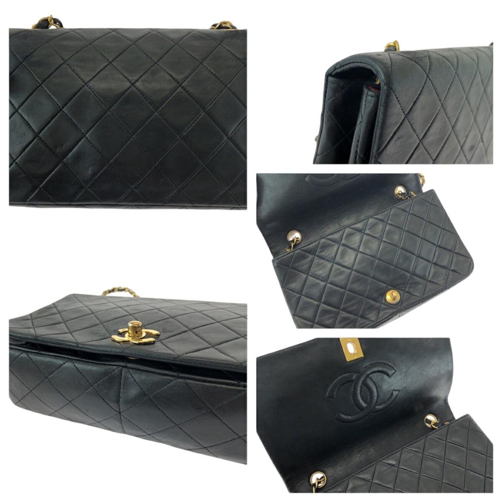 Black Leather Chanel Flap Bag