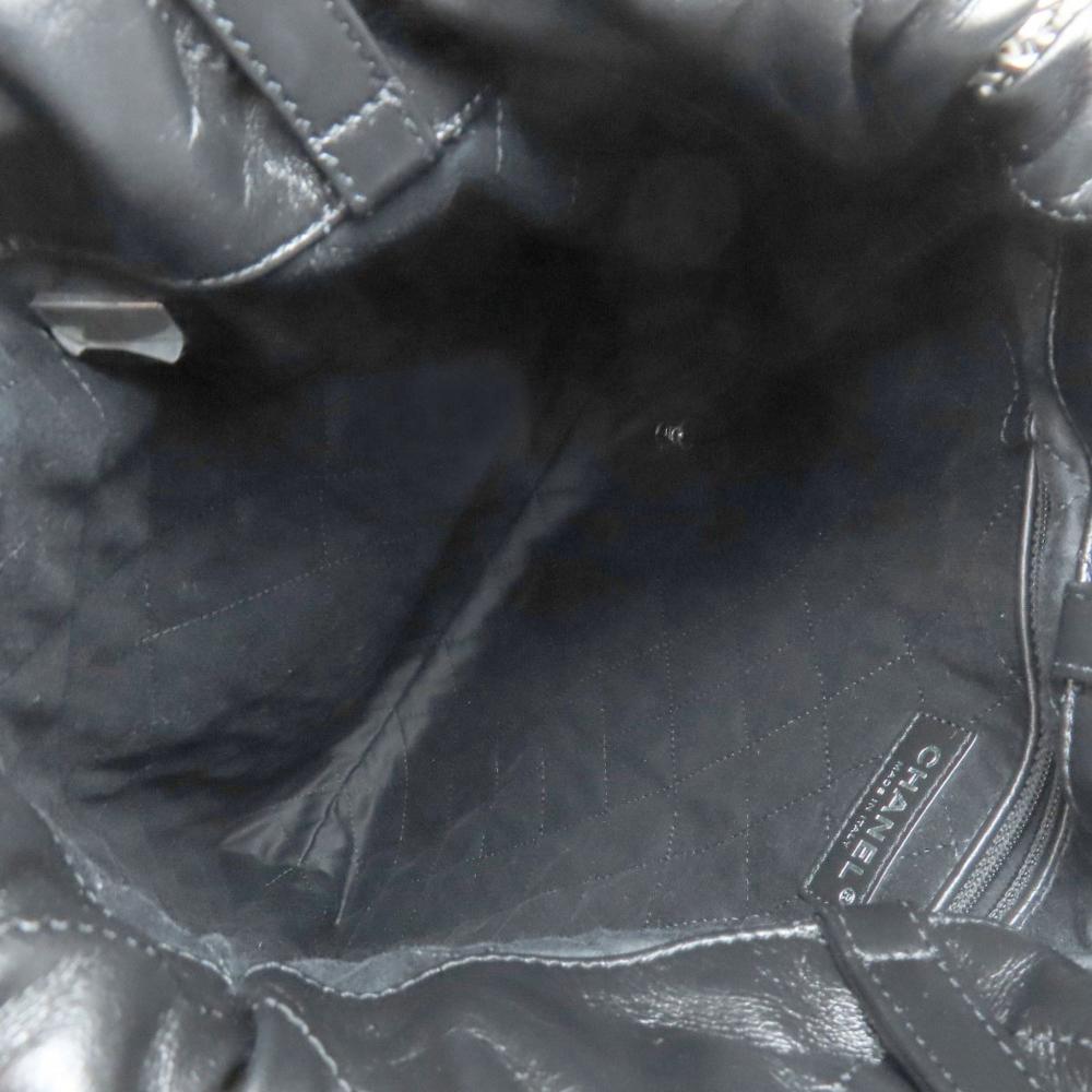 Black Leather Chanel Backpack