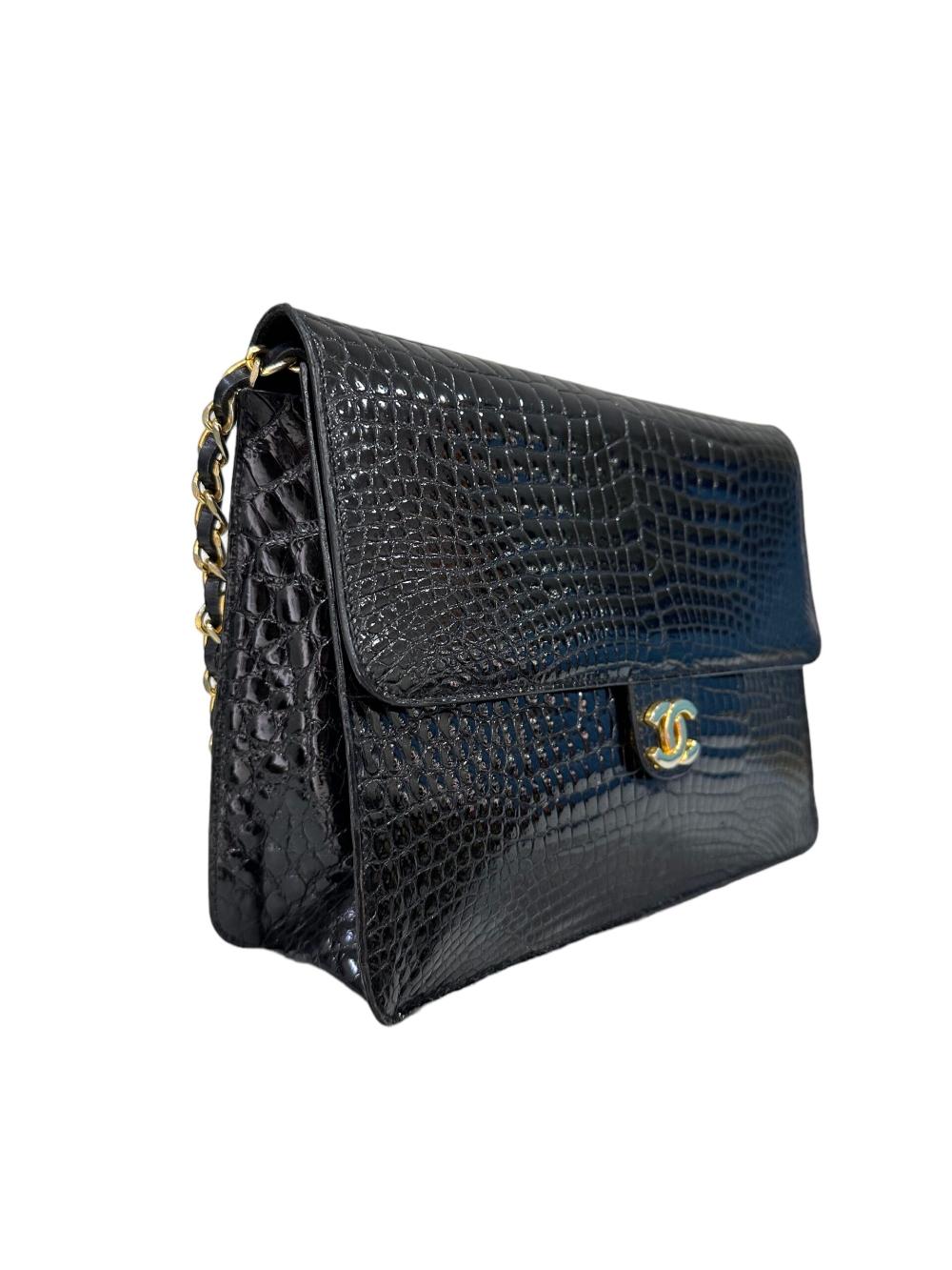 Black Leather Chanel Shoulder Bag