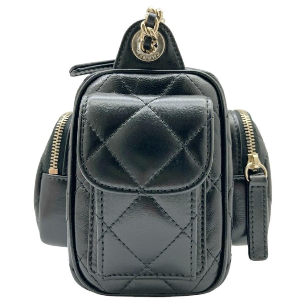 Black Leather Chanel Shoulder Bag