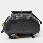 Black Leather Chanel Backpack