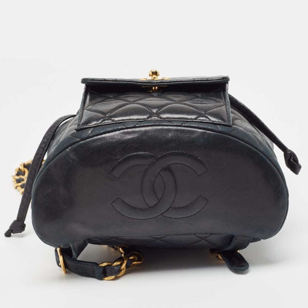 Black Leather Chanel Backpack